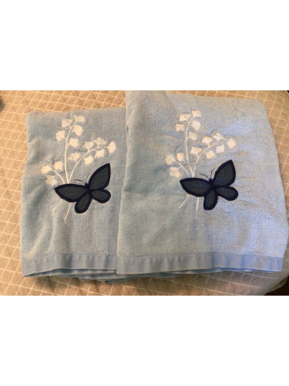 2 Vintage Ames bath towels Butterfly